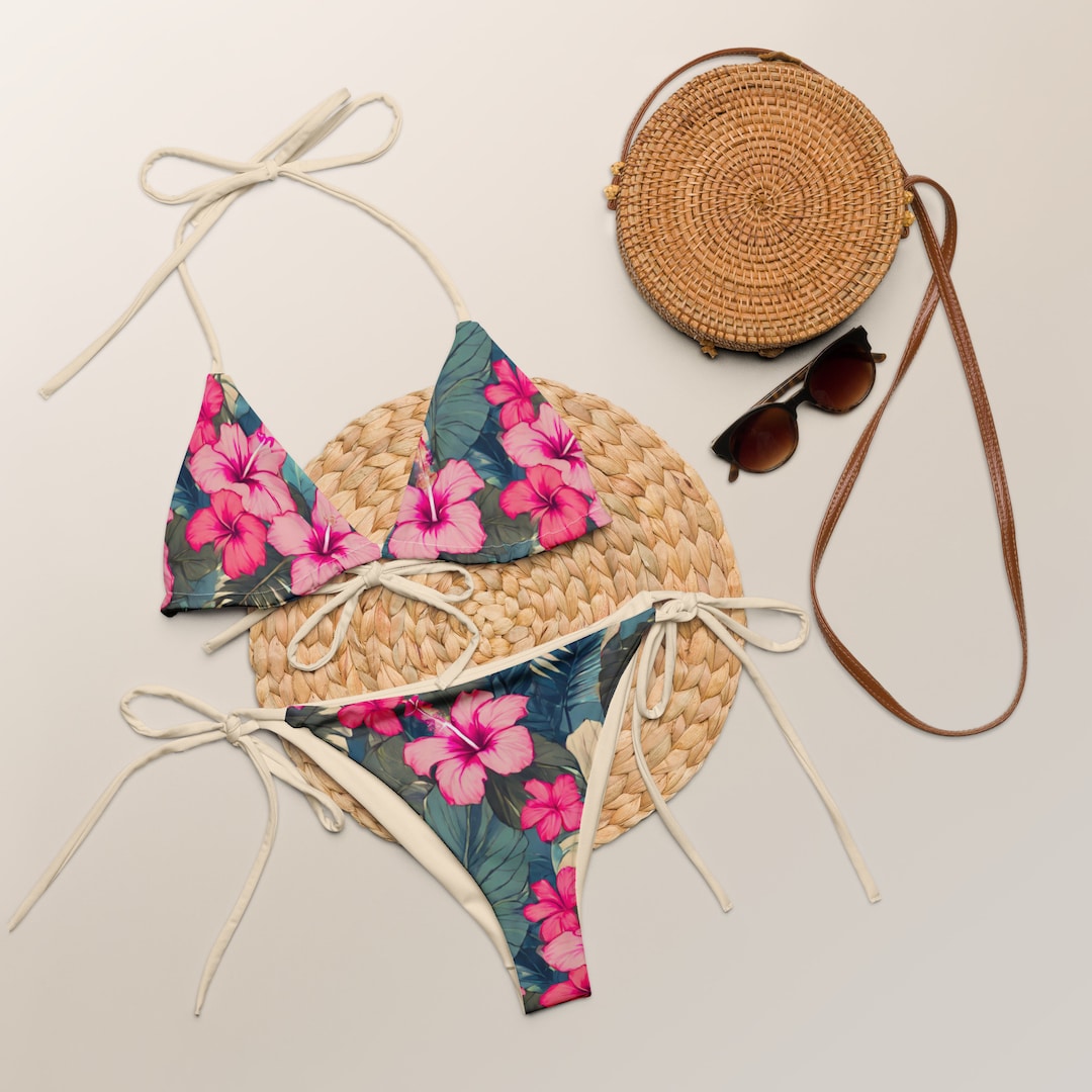 HAWAIIAN BIKINI Tropical Bikini Exotic Bikini Pink Hibiscus Bikini Hawaii Bikini Hibiscus
