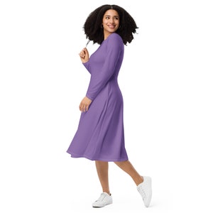 Purple midi hotsell dress with sleeves