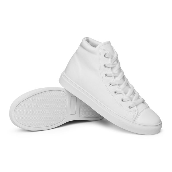 WOMEN WHITE HIGHTOPS - Womens White High Top Canvas Shoes - Wedding High Tops - Bridal High Top Sneakers - Casual Wedding Shoes - Plain Shoe