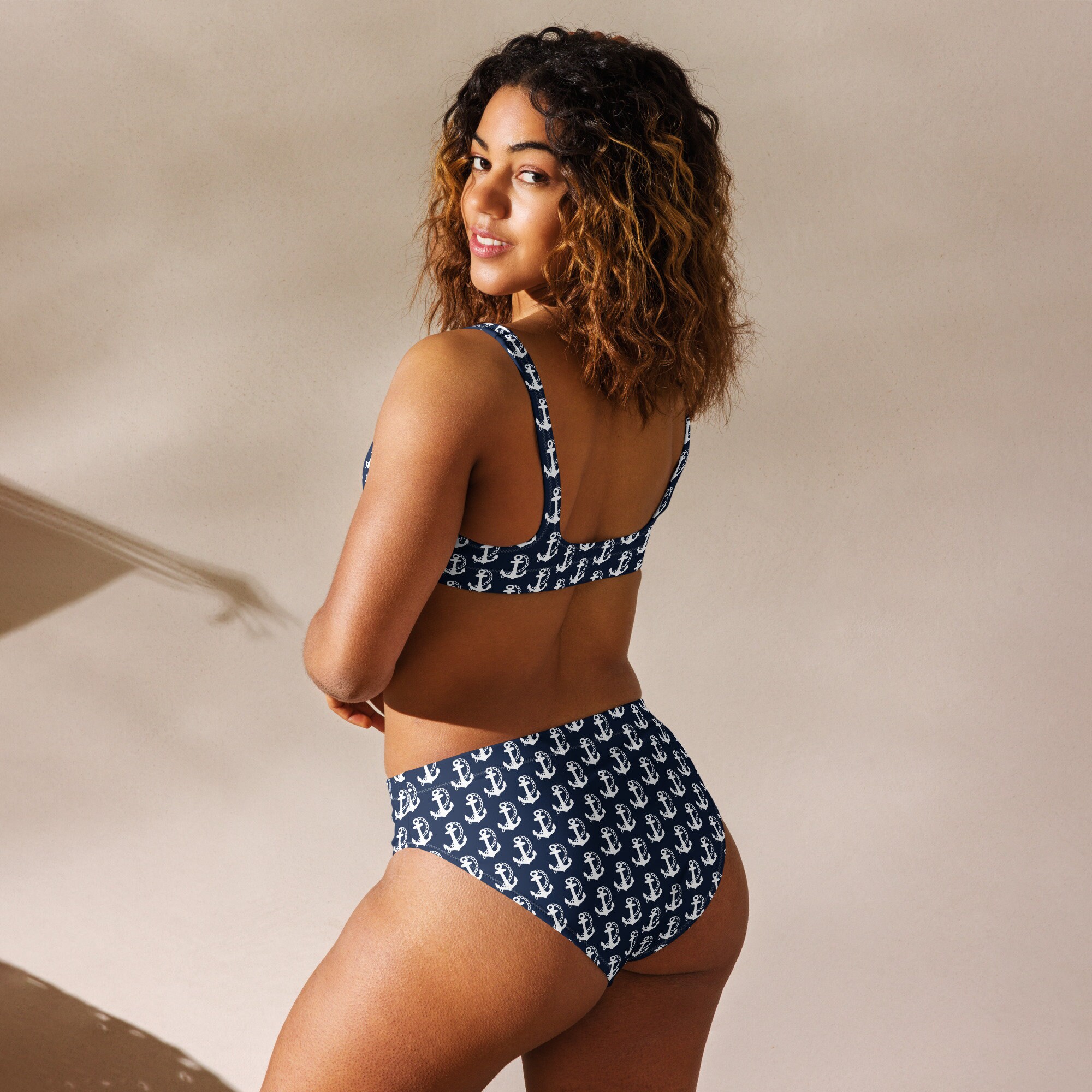 Nautical Bikini Set - Dark Blue Bikini Set With Anchors