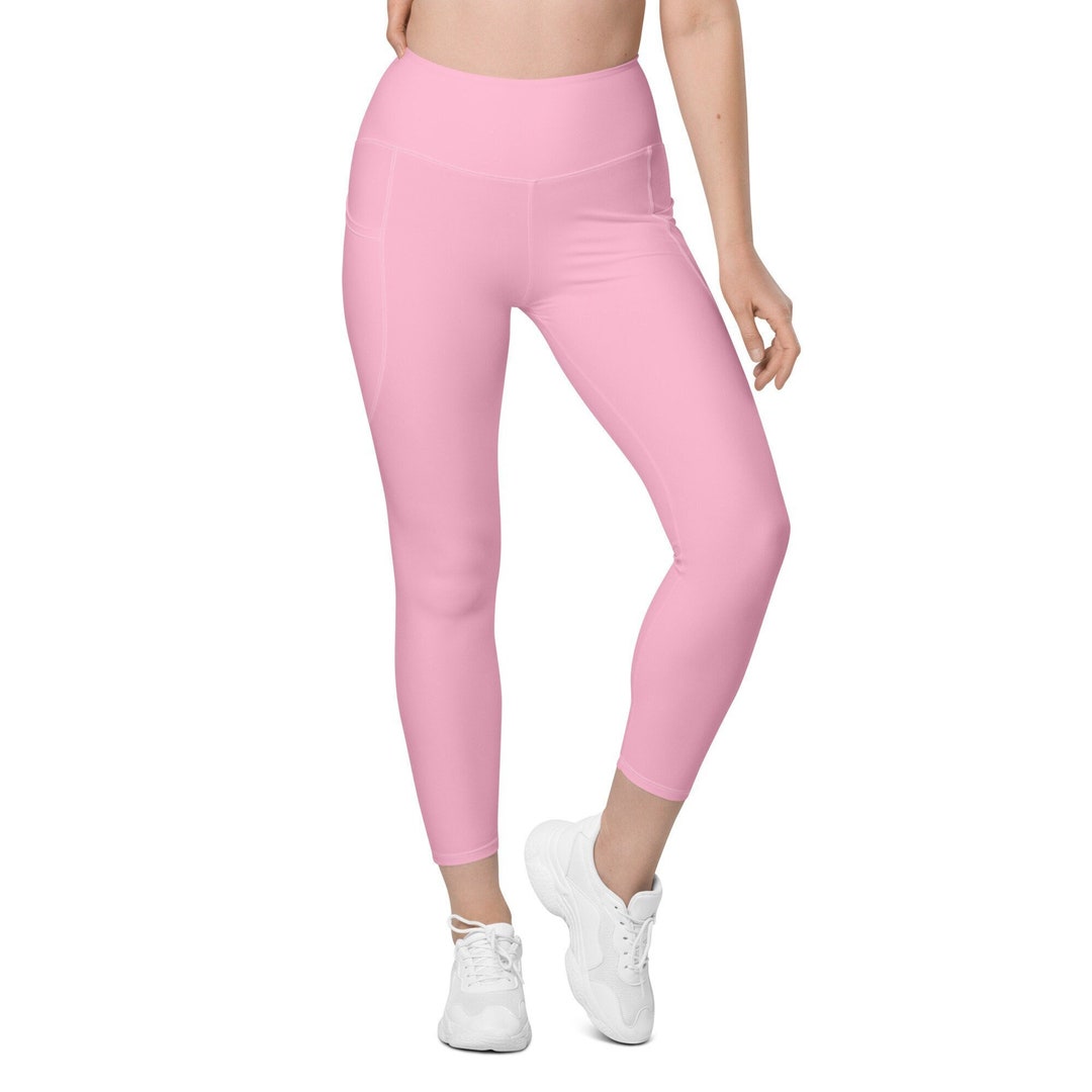 Pink Leggings Womens
 Pink Leggings Womens High Waisted Leggings With Pockets Pastel Leggings