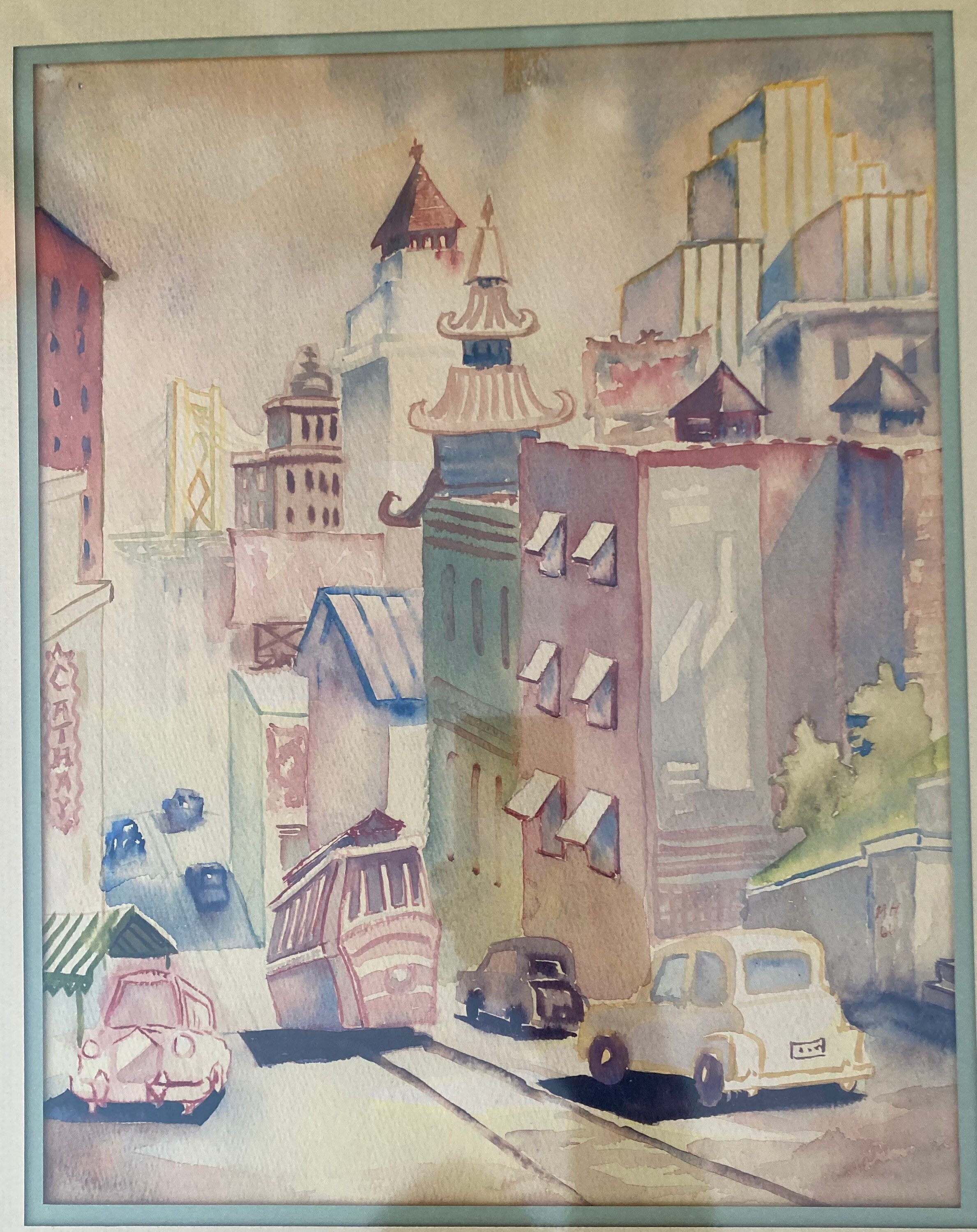 San Francisco cityscape Art Deco 1930s Etsy