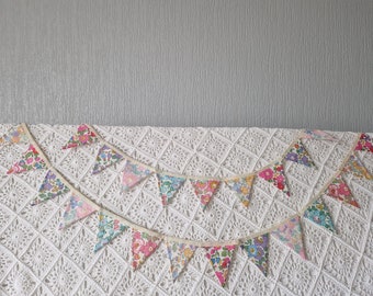 Liberty Tana Lawn bunting - Betsy design in pretty, delicate shades. 18 x 3" flags