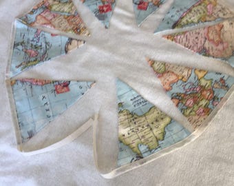 World Map Bunting 8"