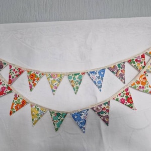 Liberty Tana Lawn bunting - Betsy design in rainbow colours. 18 x 3" flags