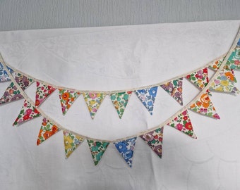 Liberty Tana Lawn bunting - Betsy design in rainbow colours. 18 x 3" flags