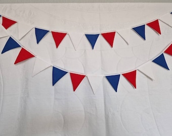 Handmade Mini Red White & Blue Bunting - 21 x 3" flags.