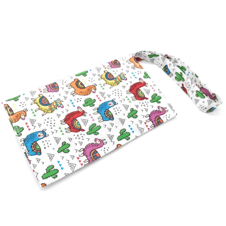 Llama and cactus cotton purse wallet pouch Llama wallet