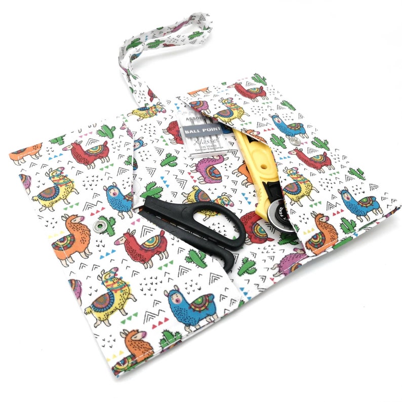 Llama and cactus cotton purse wallet pouch Llama wallet
