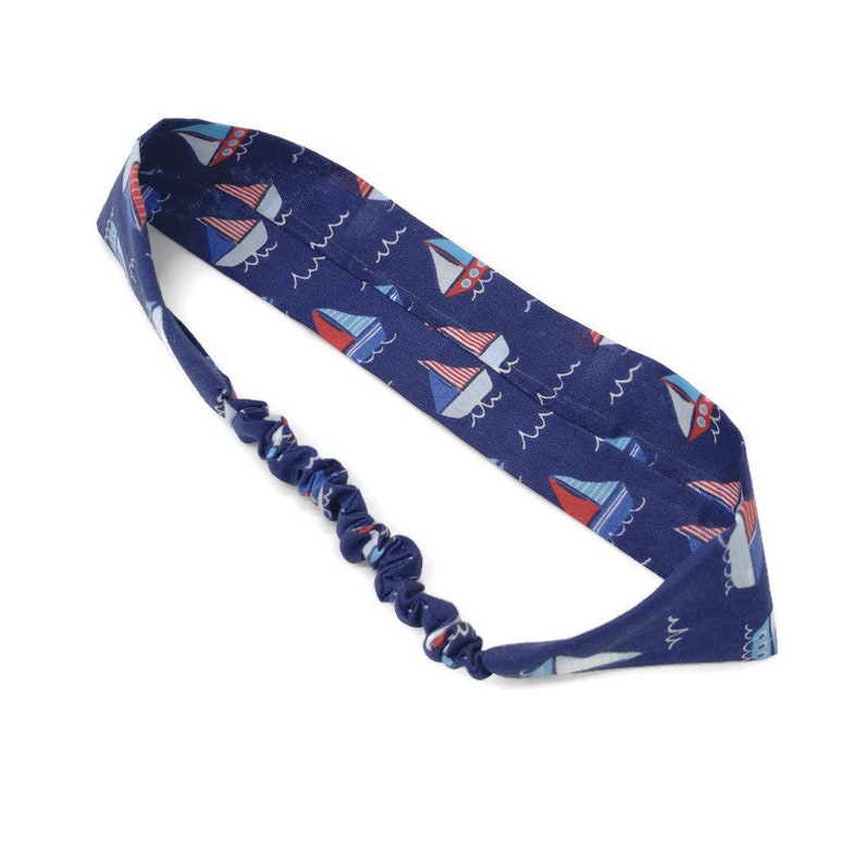 Navy blue sailing boats boys headband cotton stretchy bandana Etsy