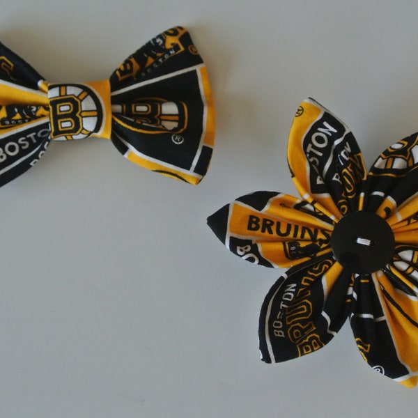 Boston Bruins NHL collar flower or bow tie for dog // cat // puppy // handmade // gift // pet lover // sports fan // stanley cup // hockey