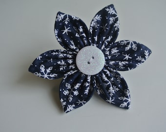 navy blue sparky snow flake collar flower or bow tie for dog // cat // puppy // attaches to collar // handmade gift // pet stocking stuffer