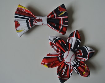St. Louis Cardinals collar flower or bow tie for dog // cat // puppy // handmade gift // sports fan // MLB baseball // stocking stuffer