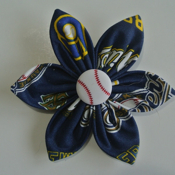 Milwaukee Brewers baseball collar flower or bow tie for dog // puppy // cat // handmade gift // MLB baseball // sports // stocking stuffer