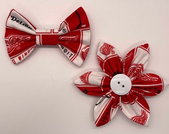 Detroit Redwings collar flower or bow tie for dog // cat // puppy // handmade gift // NHL fan // red wings // stocking stuffer // hockey