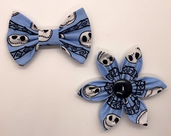 Jack Skellington nightmare before Christmas collar flower for dog / cat / puppy // handmade gift // stocking stuffer // halloween