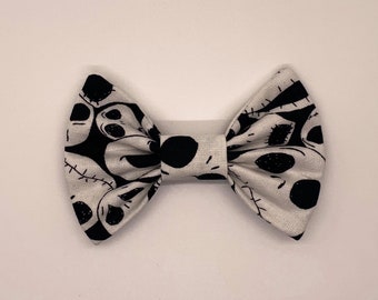 jack skellington bow tie or flower for dog // cat // puppy // nightmare before christmas // handmade gift // halloween // attaches to collar