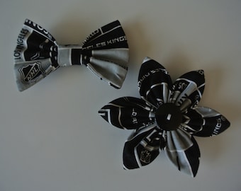 Los Angeles Kings NHL collar flower or bow tie for dog // cat // puppy // handmade gift // pet lover // sports fan // hockey // LA L.A.