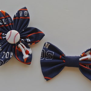 Houston Astros collar flower / bow tie for dog // cat // puppy // baseball // MLB // handmade gift // fan // sports // stocking stuffer