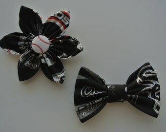 chicago white sox collar flower or bow tie for dog // cat // puppy // handmade gift // mlb baseball fan // pet lover // stocking stuffer