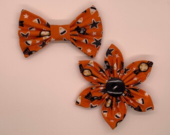 Halloween candy collar flower or bow tie for dog // cat // puppy // halloween // fall // autumn // handmade gift // costume // cute