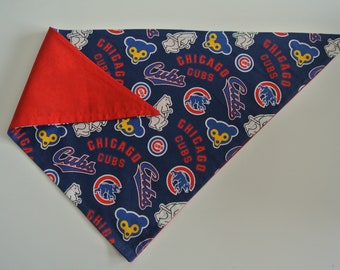 Chicago Cubs logo bandana for dog // cat // puppy // cubby bear // handmade gift // MLB baseball // sports fan // stocking stuffer