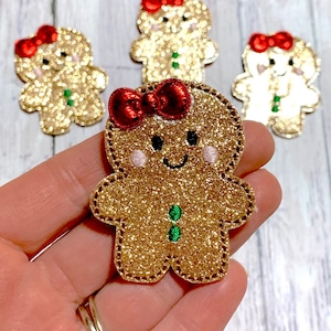 Gingerbread Girl Feltie, Glitter Christmas Feltie Embellishment, Gingerbread Felties, Christmas Felties, Holiday Feltie, Cut Felties Uncut