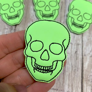 Skull Felties, Glow in the Dark Felties, Halloween Feltie Embellishment, Spooky Skull Felties, Glow Skull Felties, Fright Night Feltie, Glow