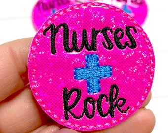 Nurses Rock Feltie, Neon Pink Nurse Feltie Embellishment, Nursing Feltie, Medical Felties, Love Nurses Feltie Patch, RN Feltie, LPN Felties