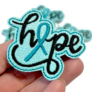 Teal Hope Feltie, Hope Feltie Embellishment, Teal Feltie, Teal Awareness Felties, Suicide Awareness Feltie, Hope Feltie, Cure Feltie, Brave