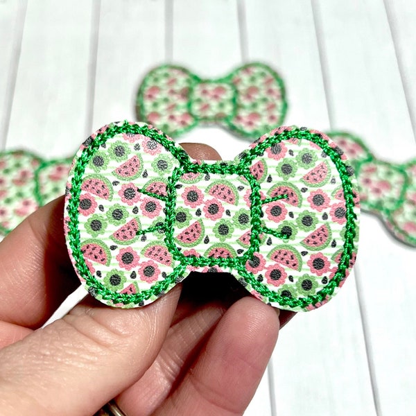 Watermelons and Sunglasses Bow Shape Feltie Embellishment, Watermelon Fruit Feltie, Summer Sunglasses Feltie, Fruit Picnic Felties, Hair Bow