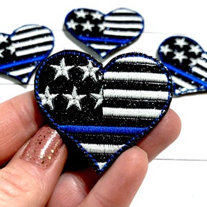 Thin Blue Line Feltie, BLUE Line Heart Feltie Embellishment, Police Support Feltie, Police Man Feltie, USA Feltie, Law Enforcement Felties