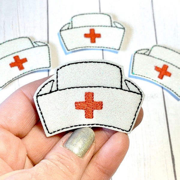 Nurse Hat Feltie, RN Nurse Hat Feltie Embellishment, Nursing Feltie, Medical Feltie, Nurse Love Feltie, LPN Feltie, Badge Felties, Medic