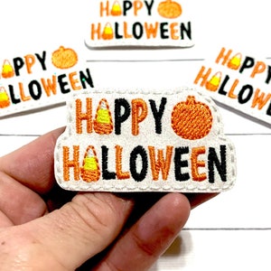 Halloween Felties, Happy Halloween Feltie Embellishment, Spooky Feltie, Candy Corn Feltie, Pumpkin Feltie, Fall Feltie, Glitter Felties