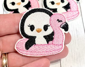 Penguin Flamingo Floaty Felties, Penguin Feltie Embellishment, Floatie Feltie, Penguin Felties, Flamingo Feltie, Summer Feltie, Beach Feltie