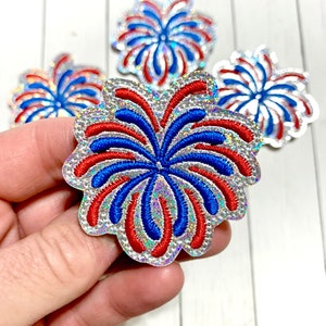 Firework Feltie, 4th of July Feltie Embellishment, Glitter Firework Feltie, Patriotic Feltie, Firecracker Feltie, Red White Blue Feltie, USA