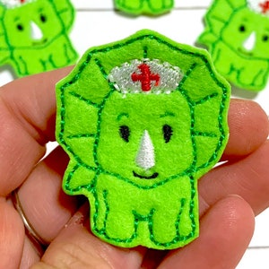 Nurse Dino Feltie, Dinosaur Nurse Feltie Embellishment, Triceratops Feltie, Nurse Felties, Medical Felties, Badge Reel Felties, Cut Felties