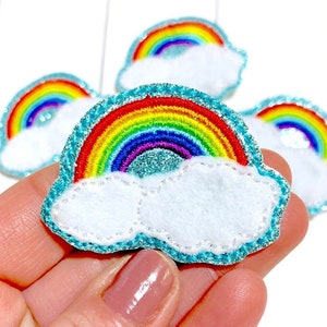 Rainbow Cloud Feltie, Rainbow Feltie Embellishment, Spring Felties, Summer Felties, Cloud Rainbow Felties, Rainbow Feltie Applique, Glitter