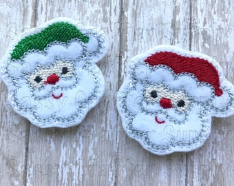 Santa Feltie, Red Santa Hat Feltie, Green Hat Santa Feltie, Christmas Feltie Embellishment, Santa Love Felties, Holiday Felties, Winter