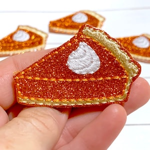 Pumpkin Pie Feltie, Glitter Pie Feltie Embellishment, Cute Pumpkin Pie HairBow Center, Food Feltie, Dessert Feltie, Fall Thanksgiving Feltie