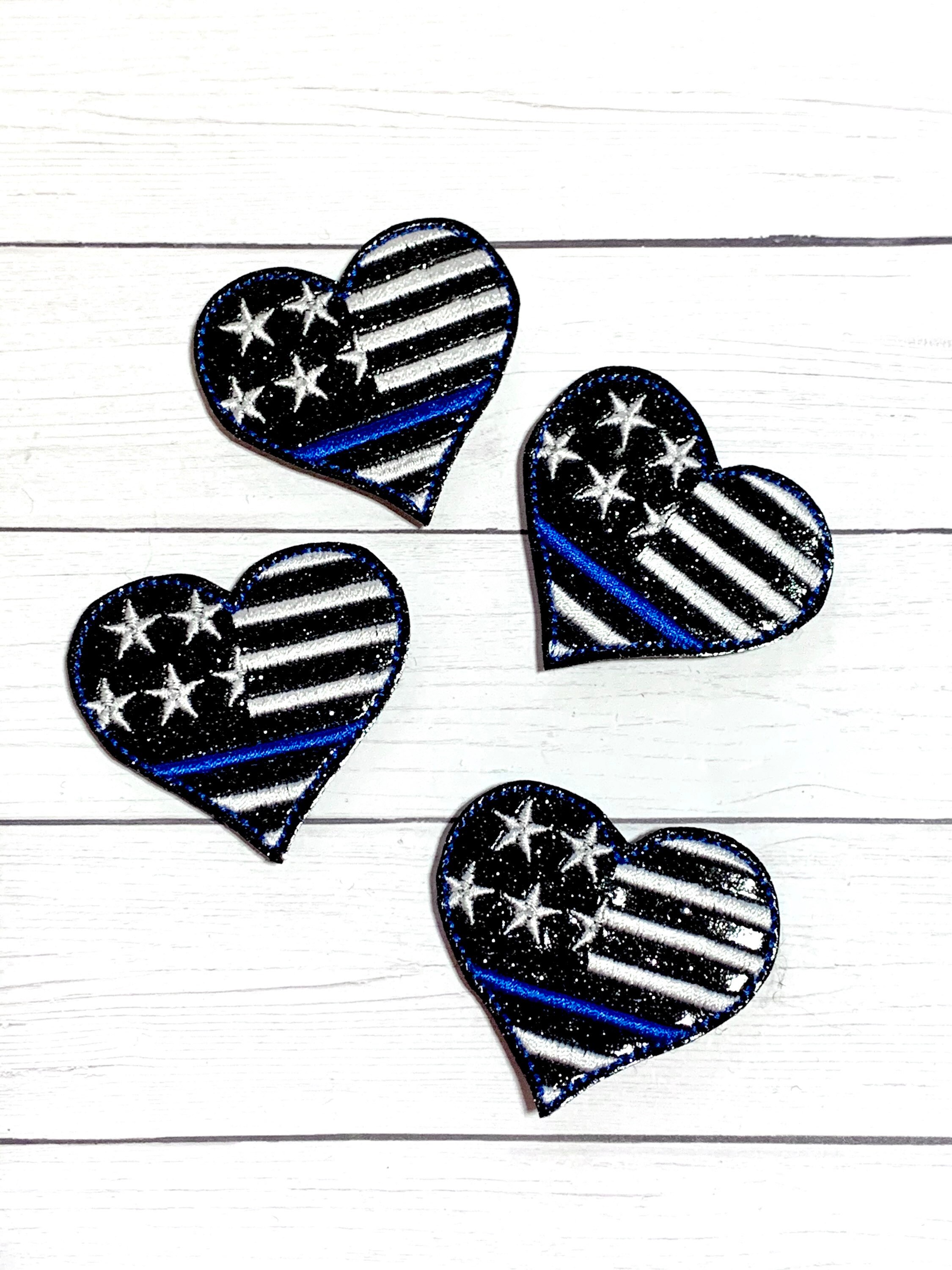 クローバー Thin Blue Line Feltie, BLUE Line Heart Feltie Embellishment
