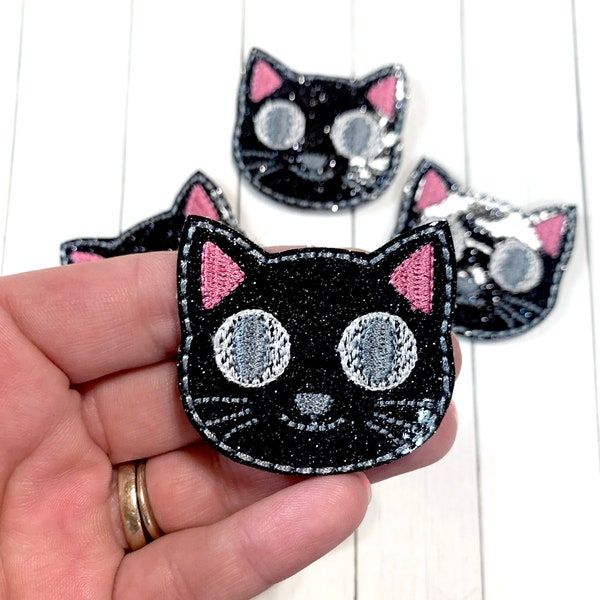 Black Cat Feltie, Kitty Feltie Embellishment, Cat Feltie, Kitten Feltie, Cat Face Feltie, Halloween Felties, Animal Felties, Feline Felties