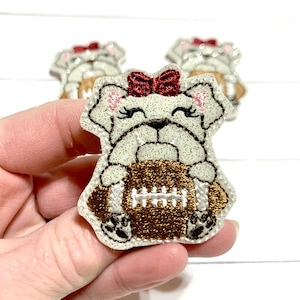 Glitter Bulldog Feltie, Bulldog Football Feltie Embellishments, Football Feltie, Bulldog Felties, Baby Bulldog Feltie, Glitter Sports Feltie