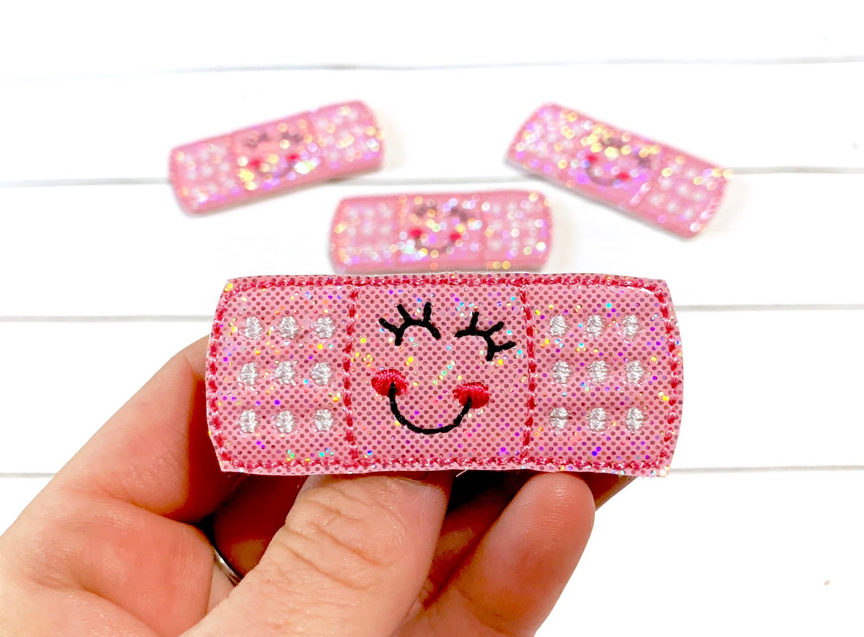 Pink Band-Aid badge holder, Pink band-Aid feltie, band-aid badge, Band-aid  lanyard, band-aid carabiner clip, Fun badge holder