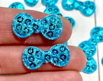 Mini noeud rembourré, Petits noeuds BLEUS, Mini noeuds pailletés, Mini noeud feutre, Petit noeud papillon pailleté appliqué, Noeud pour cheveux, Noeud supplémentaire bleu