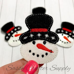 Snowman Feltie, Winter Feltie Embellishment, Glitter Snowman Feltie Patch, Winter Felties, Christmas Felties, Snow Feltie, Cute Snowman
