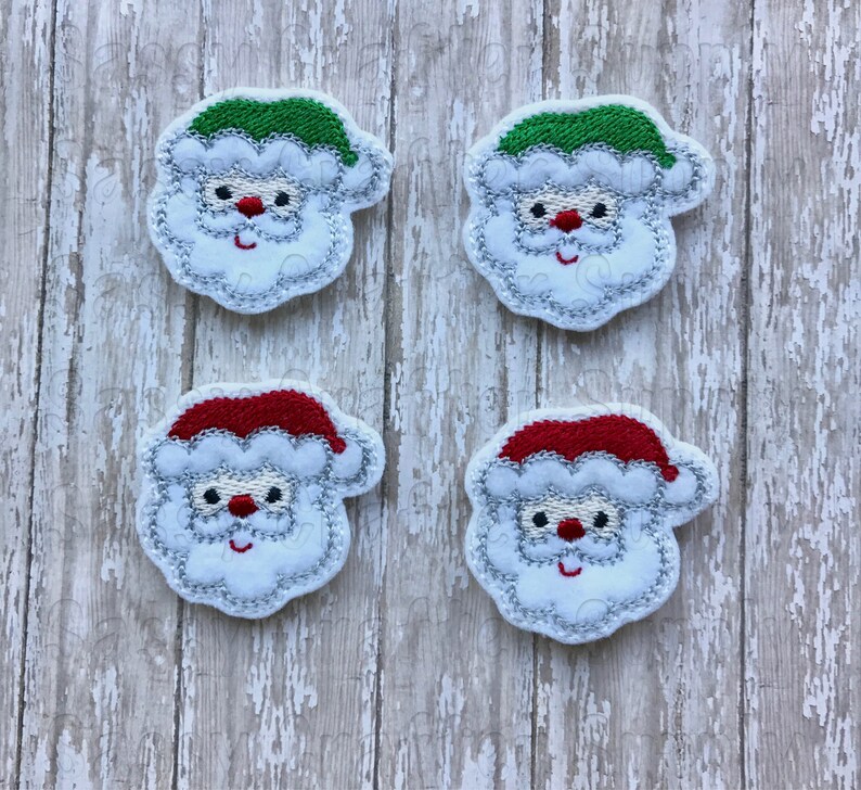 Santa Feltie Christmas Felt Embellishments Winter Embroidery Etsy
