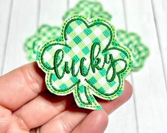 Lucky Shamrock Feltie, St. Patrick's Feltie Embellishment, Plaid Clover Feltie, Shamrock Felties, Green Clover Feltie, Lucky Feltie, Irish