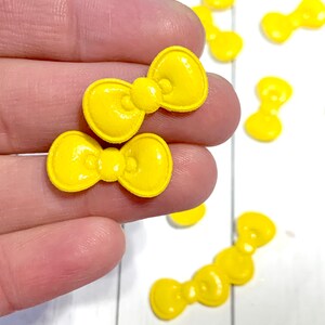 Yellow Matte Mini Bow, Yellow Tiny Bow, Tiny Padded Bow Embellishment, Small Bows, Mini Bows, Tiny Feltie Bow, Hairbow Supply, Bow Applique