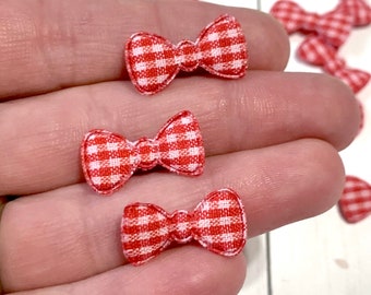 Red Plaid Padded Bow Applique, Red Mini Bow, Plaid Bow For Felties, Fall Bow, Autumn Bow, Bow Embellishment, Small Bow, Bow Decoration